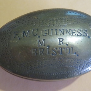 Antique 1910 Brass Snuff Box Dated and Named (N369)