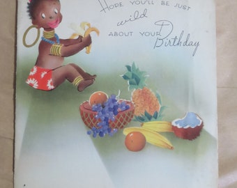 Vintage 1940's Greeting Card Wild Birthday (K66)