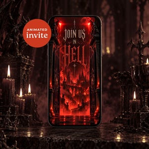 Adult Halloween Party Digital Invitation, Animated Halloween Devil Invite, Join Us in Hell Gothic Halloween Party Mobile Video Invitation