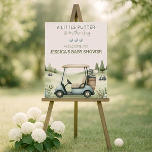Golf Themed Baby Shower Welcome Sign, Little Putter on the Way Welcome Sign, Golf  Par Tee Poster, Boy Baby Shower Digital Decor Golf, sb118