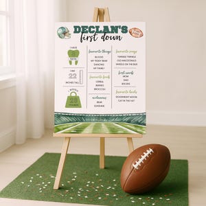 Football Birthday Milestone Poster, First Down Birthday Sign, Football Theme First Birthday Decorations, Sports Milestone Board, sb157