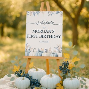 Our Little Pumpkin Welcome Sign, Little Pumpkin Birthday Party Decor, Fall Welcome Sign Printable, Autumn Birthday Poster for Boy, sb142