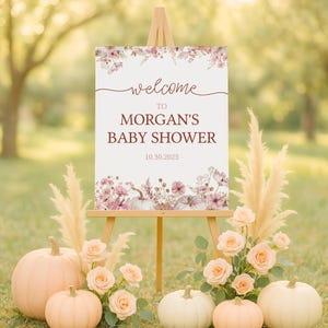 A Little Pumpkin Is On The Way Sign, Little Pumpkin Baby Shower Decor, Fall Welcome Sign Printable, Autumn Baby Shower Poster for Girl sb142
