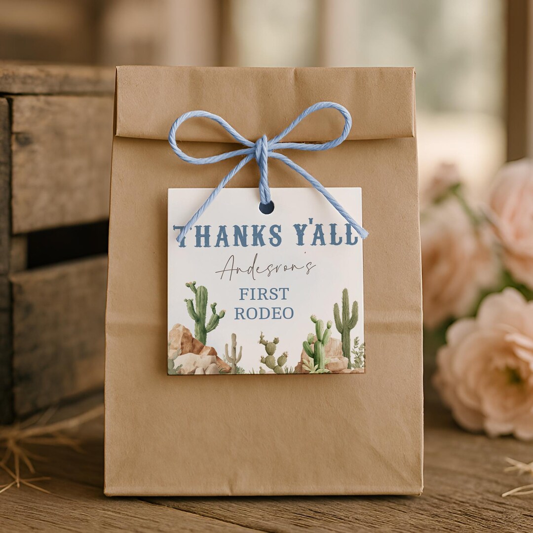 First Rodeo Thank You Tags, Western Cowboy Favor Tags, Editable Rodeo ...