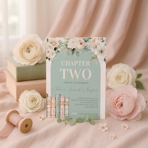 Chapter Two Birthday Invitation, Book Theme Girls Birthday Party Invite, Second Chapter Printable, Editable Storybook Template, sb125