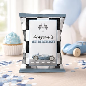 Racecar Birthday Chip Bag Wrapper, Racing Birthday Snack Bag Printable, Race Car Party Favor Wrapper, Fast One Decor, sb163