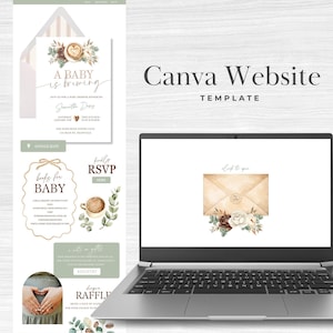 Invitation de site Web Baby is Brewing, invitation numérique pour baby shower sur le thème grain de café, lien texte de suivi RSVP pour baby shower café, sb165 image 2