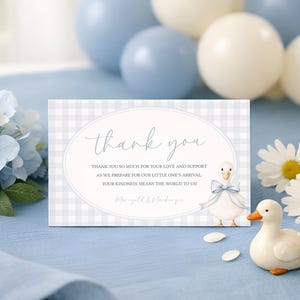 Silly Goose Baby Shower Thank You Card, New Silly Goose Almost Loose Thank You Note Boy, Blue Goose Shower Printable Card Template, sb180