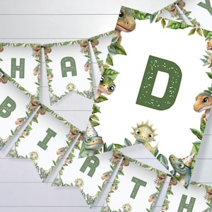 Dinosaur Happy Birthday Banner, Customizable Dino Party Decor, Editable Printable Kids Party Sign, Jurassic Theme, Instant download sb104