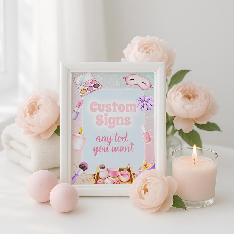 Spa Birthday Sign, Editable Spa Birthday Party Decor, Pamper Table Sign ...