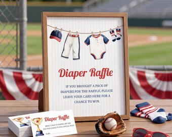 Baseball Baby Shower Game, Little Slugger Diaper Raffle Boy, Sports Shower Raffle Ticket, Printable Baby Shower Activity Template, sb188
