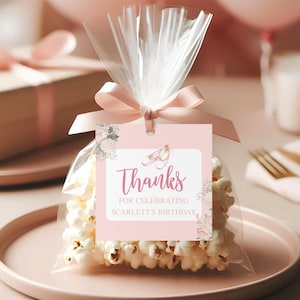 Ballet Thank You Tag, Ballet Birthday Party Thank You Tag, Dance Party Thank You Favors, Girls Birthday Ballet Loot Bag Printable, sb133