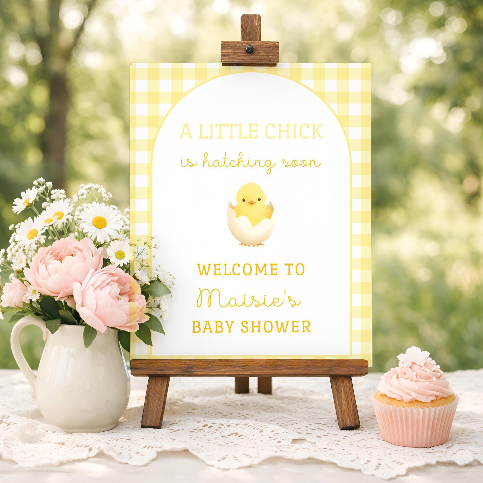 Hatching Soon Baby Shower Welcome Sign, Chick Baby Shower Welcome ...