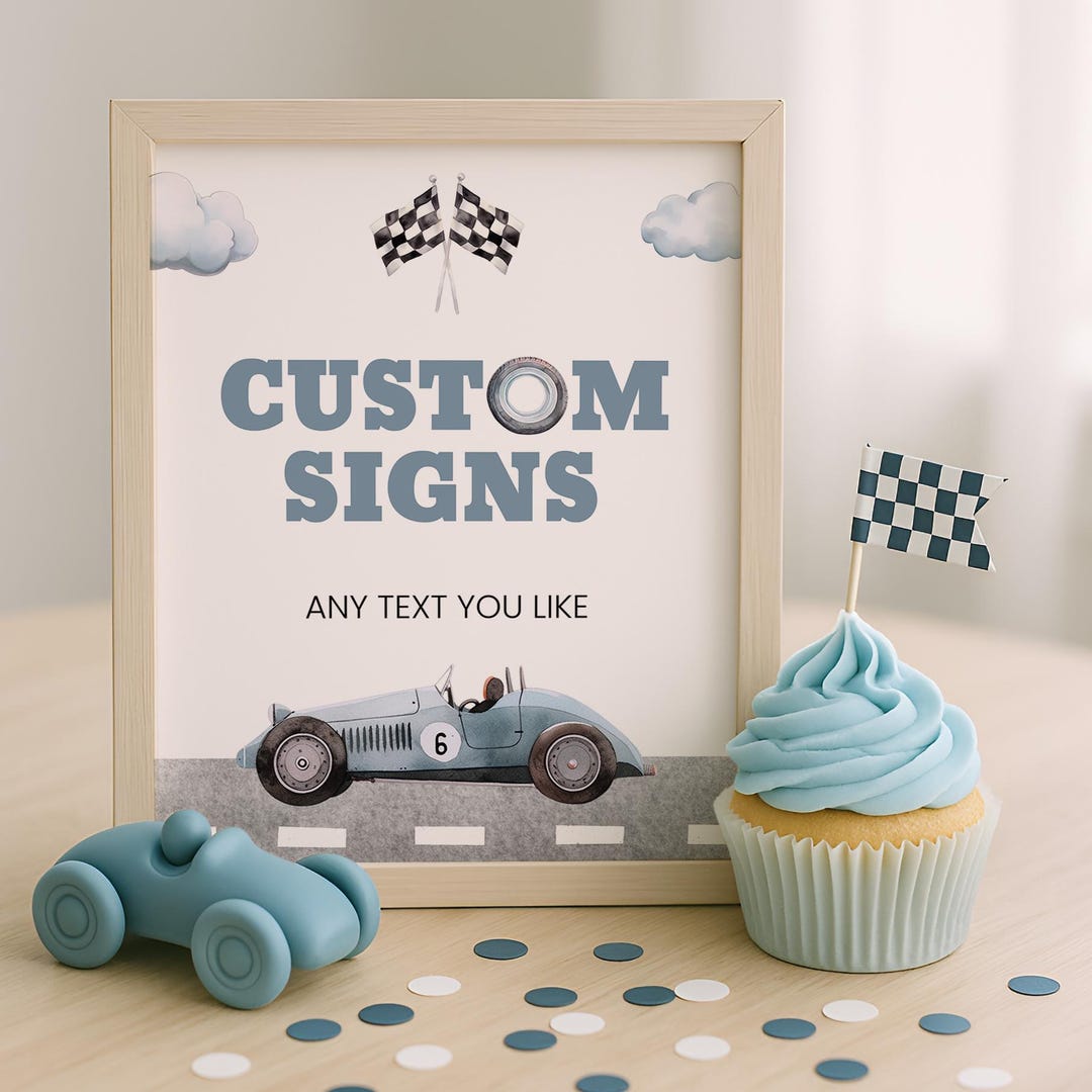 Fast One Birthday Table Decor, First Lap Birthday Signs Printable ...