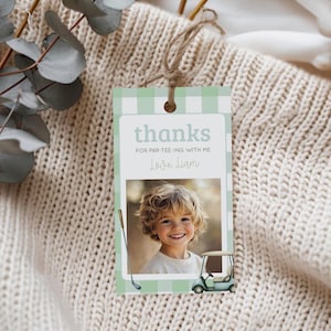 Golf Theme Thank You Gift Tags, Hole In One Party Thank You Gift, Favor Tags For Golf Party, Photo Personalized Kids Birthday Loot Bag sb118