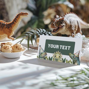 Dinosaur Theme Birthday Buffet Card, Boy Jurassic T Rex Party Food Tent Label, Editable Template, Decor Sign Custom Instant Download, sb104