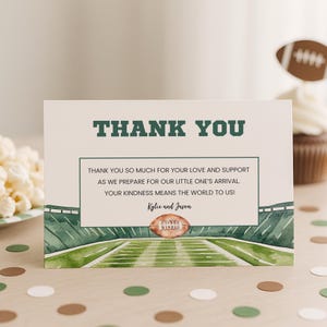 Football Baby Shower Thank You Card, Rookie Baby Shower Thank You Note, Sports Baby Shower Card Printable Template, Baby Boy Theme, sb157