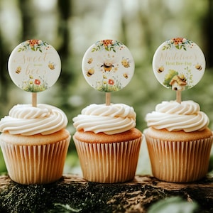 Sweet As Can Bee Cupcake Topper, Honey Bee Cupcake Dessert Label Pick, Bumblebee Birthday Party Decorations, Instant Digital Download, sb123