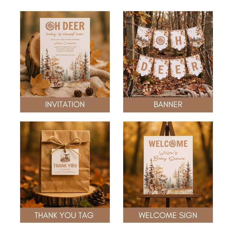 Oh Deer Baby Shower Bundle, Fall Woodland Baby Shower Decorations