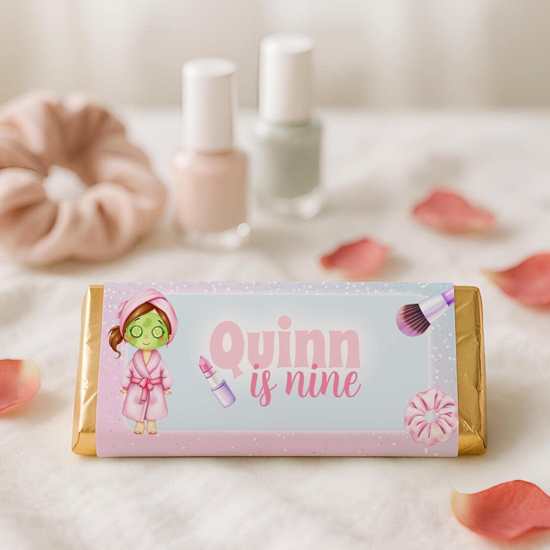 Wrapper Girl Spa Party Chocolate Wrapper, Spa Birthday Party Favor, Editable Candy ...