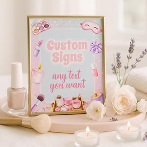 Spa Birthday Sign, Editable Spa Birthday Party Decor, Pamper Table Sign, Custom Girl Printable Sign Template, Instant Digital Download sb116