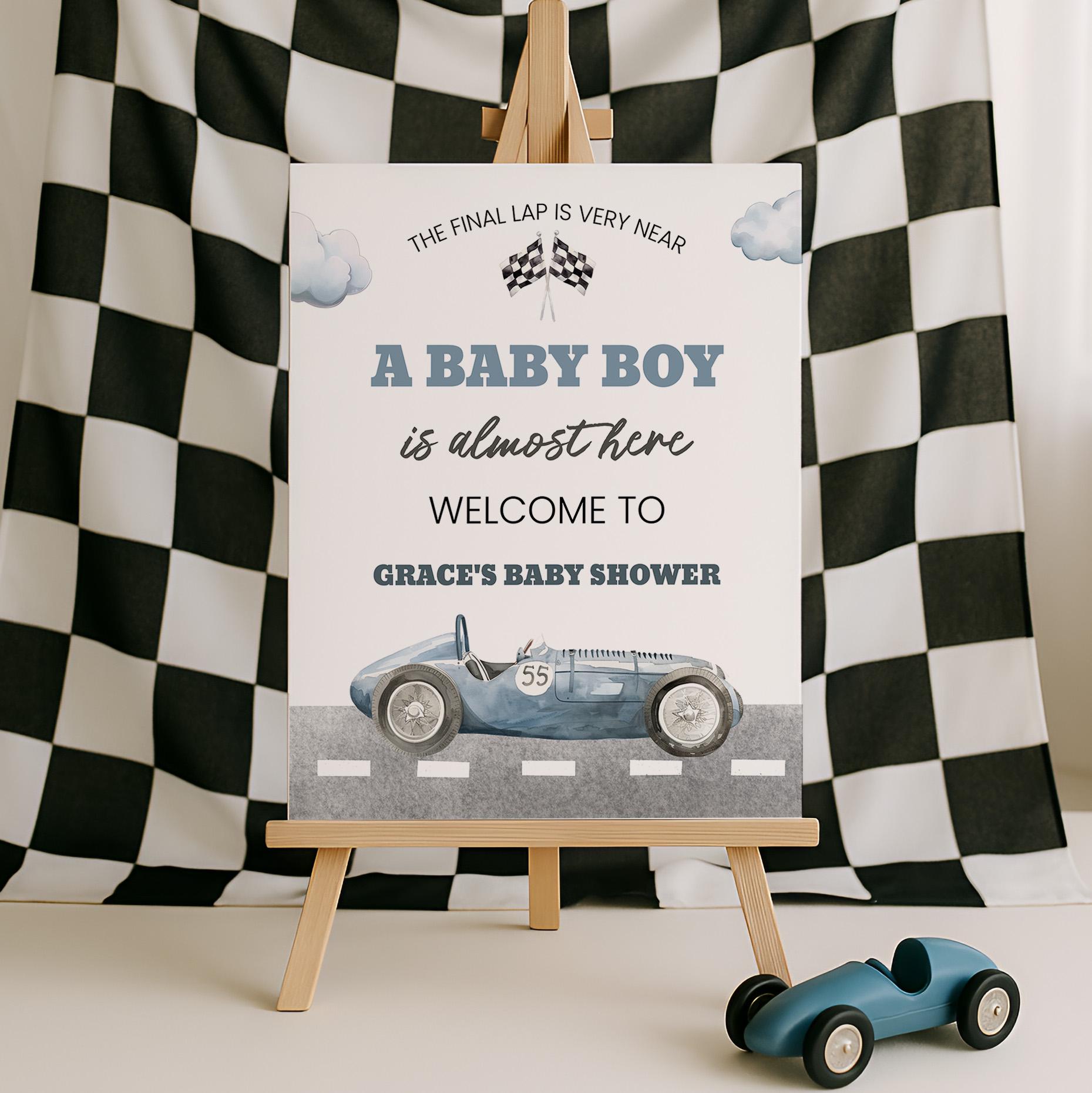 Racecar Baby Shower Welcome Sign Printable, Baby Boy Racing Theme ...