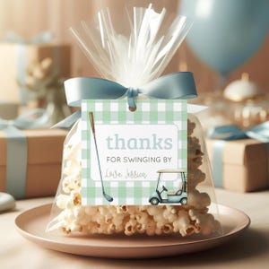 Golf Baby Shower Thank You Tag, Golf Theme Favor Card, Little Putter on the Way Golf Theme Baby Shower Template, Instant Download, sb118