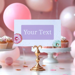 Donut Birthday Buffet Card, Donut Party Food Tent Card, Editable Printable Buffet Label, Kids Donut Party Decor, Instant Download, sb105