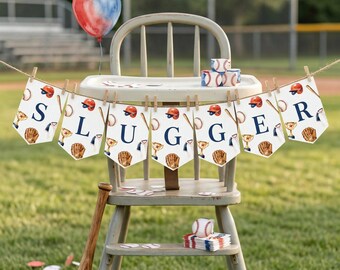 Baseball Baby Shower Banner, Little Slugger Baby Shower Banner, Sports Baby Shower Garland, Printable Baseball Shower Decor, sb188