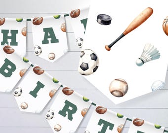 Happy Birthday Banner Sports, Sports Theme Birthday Banner, Sports Birthday Party Decor, Sports Birthday Sign, Boys Sports Party Decor sb127