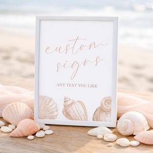 Sea You Soon Baby Shower Table Sign, Nautical Decorations Printable, Ocean Theme Custom Baby Shower Sign, Editable Seashell Decor, sb182