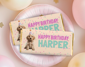 Puppy Dog Theme Chocolate Bar Wrapper, Printable Candy Bar Template, Custom Kids Loot Bag Favor, Birthday Party Instant Download, sb101