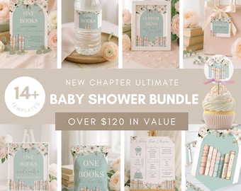 One For The Books Birthday Bundle, First Chapter Birthday Bundle, Storybook 1st Birthday Kit, Chapter One Birthday Decor Templates, sb125