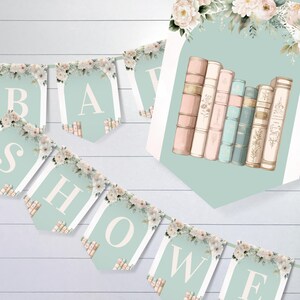 A New Chapter Begins Baby Shower Banner, Book Theme Baby Shower Decor, Editable Printable Banner, Storybook Baby Shower Decorations, sb125