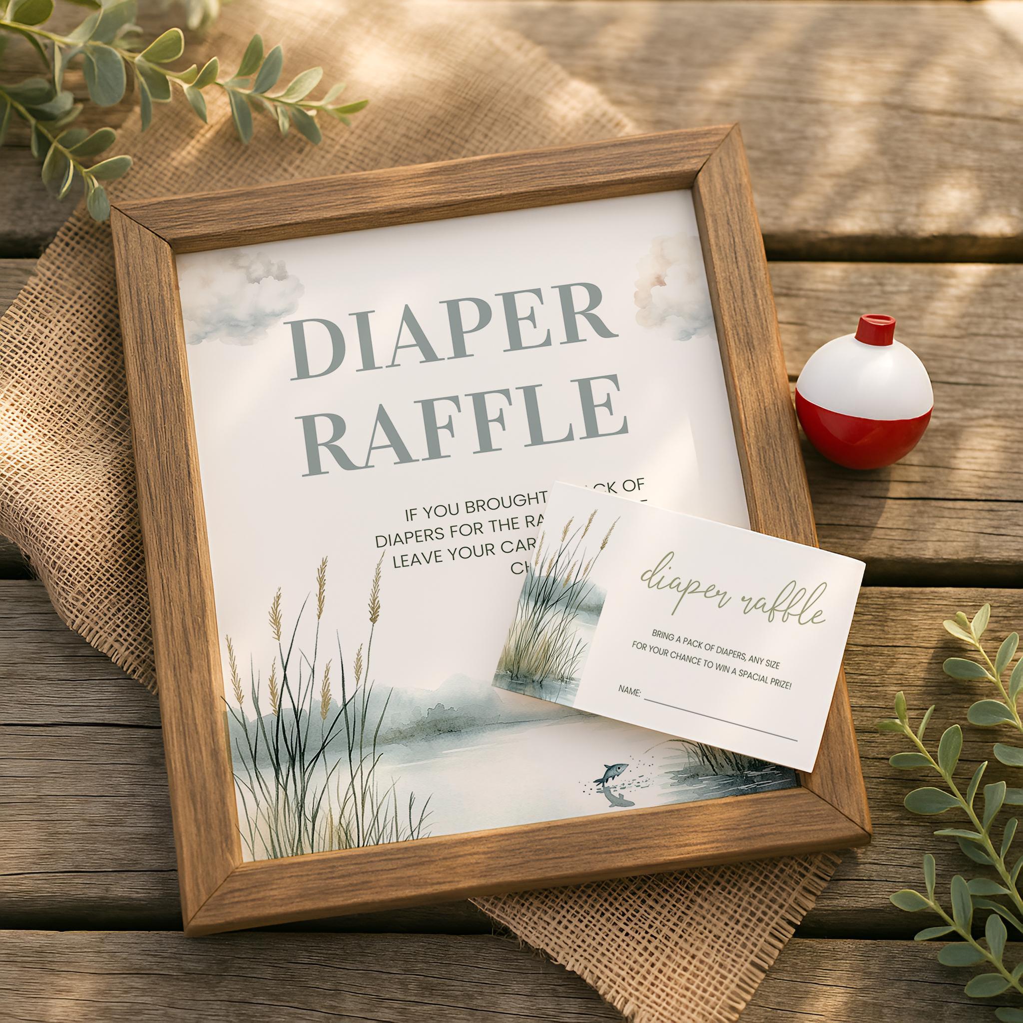 Fish Theme Raffle Fishing Theme Baby Shower, Little Fisherman Diaper Raffle Sign, Diaper ...