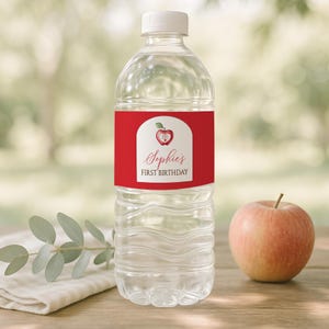 The Apple Of Our Eye Birthday Decorations, Apple Of Our Eye Party Favors, Fall Orchard Water Bottle Labels, Printable Drink Wrapper, sb144