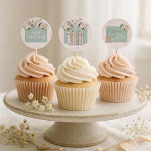A New Chapter Baby Shower Cupcake Topper, Cupcake Toppers Book Theme, Baby Girl Shower Printable Decor, Editable Instant Download, sb125