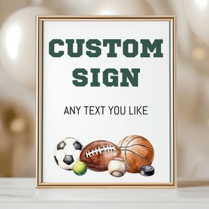 Sports Theme Table Signs, Sports Signs Printable, All Star Birthday Decor, Editable Custom Sports Sign Template, Instant Download, sb127