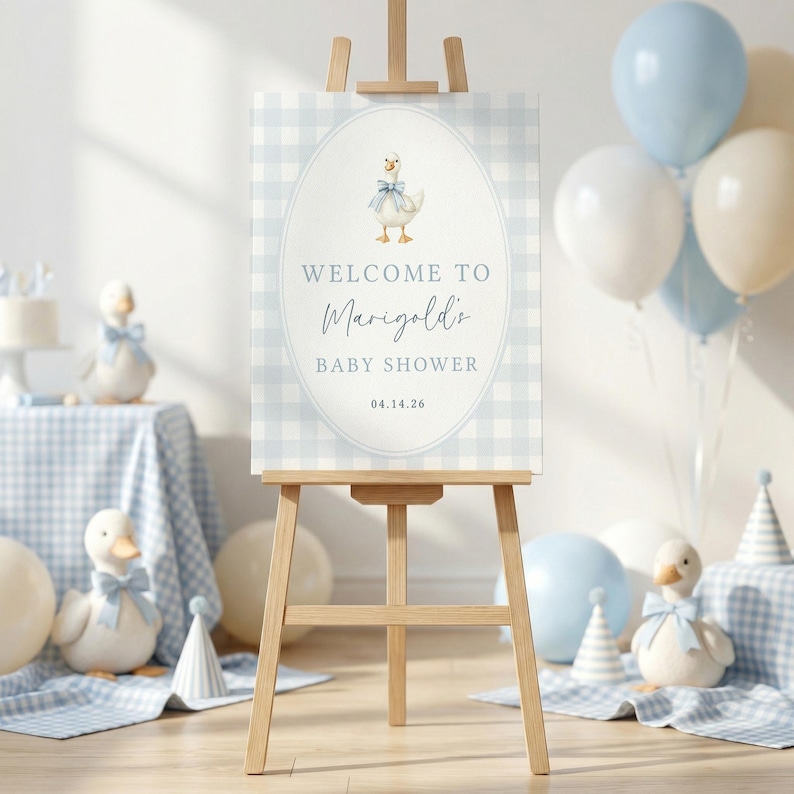 Silly Goose Baby Shower Welcome Sign Boy, A New Silly Goose Is Almost Loose Sign, Goose Baby Shower Decorations Printable Template, sb180 画像 4