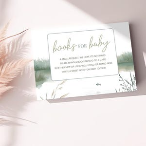 Little Fisherman Books for Baby Card, Fishing Theme Baby Shower Insert, Bring a Book Instead of a Card, Editable Template Printable, sb130