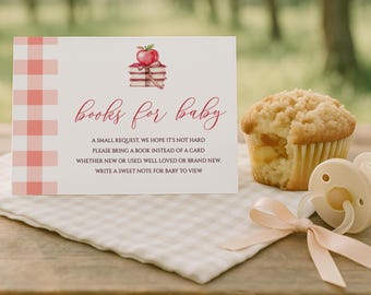 Apple of Our Eye Books for Baby Card, Books for Baby Shower Insert, Fall Book Request Card Apple Orchard Theme, Bring a Book Instead, sb144