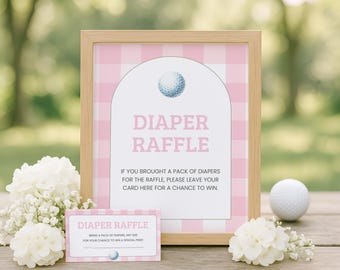 Golf Theme Baby Shower, Golf Diaper Raffle Sign, Golfing Diaper Raffle Tickets, Little Putter Baby Shower, Baby Girl Editable Template sb118