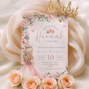 Princess 3rd Birthday Invite, Third Birthday Princess Invitation, Princess Birthday Invitation For 3 Year Old, Editable Template sb107