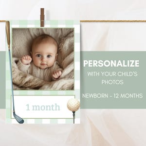 Golf First Birthday Photo Banner, Golf First Birthday Milestone Sign, Hole in One Photo Banner, Monthly Photo Banner Golf Theme Boy, sb118