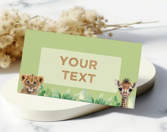 Jungle Theme Birthday Buffet Card, Editable Food Label, Kids Safari Birthday Party, Editable Printable Template, Instant Download, sb100