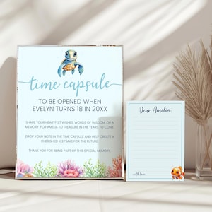 Oneder The Sea Time Capsule, Editable First Birthday Party Decor, Ocean Theme Printable Birthday Templates, Under the Sea Decor, sb103
