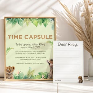 Wild One Time Capsule, Jungle Theme First Birthday Time Capsule, Editable 1st Birthday Decor, Printable Safari Birthday Template sb100