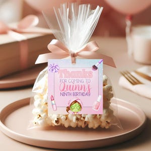 Spa Birthday Tag, Girls Party Favor Tags, Loot Bag Labels, Printable Gift Tags, Pamper  Thank You Card, Instant Digital Download, sb116