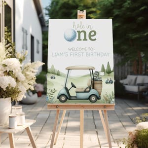 First Birthday Welcome Sign Golf, Hole In One Birthday Welcome Sign, Golf 1st Birthday Welcome, Boys Par Tee Poster, Instant Download sb118