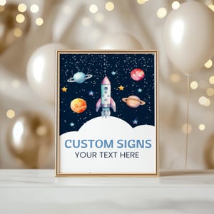Space Theme Party Sign, Outer Space Birthday Sign, Space Birthday Decor, Editable Custom Space Sign Template, Instant Download, sb128